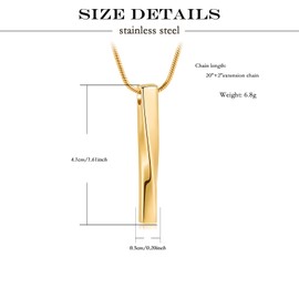 QGJNSGC Cremation Jewelry for Ashes Twist Bar Urn Necklace for Ashes Cremation Memorial Jewelry Ashes Jewelry Keepsakes for Women Men (Gold)