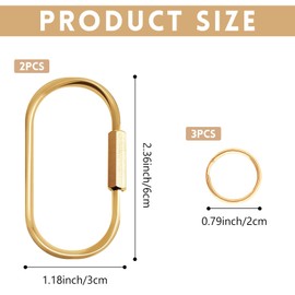 5PCS Gold Brass Key Rings, Bag Charms for Handbags Purse, Firm Key Ring, Small Brass Screw Lock Keychain, Gold Locking Keychain Carabiner Clips