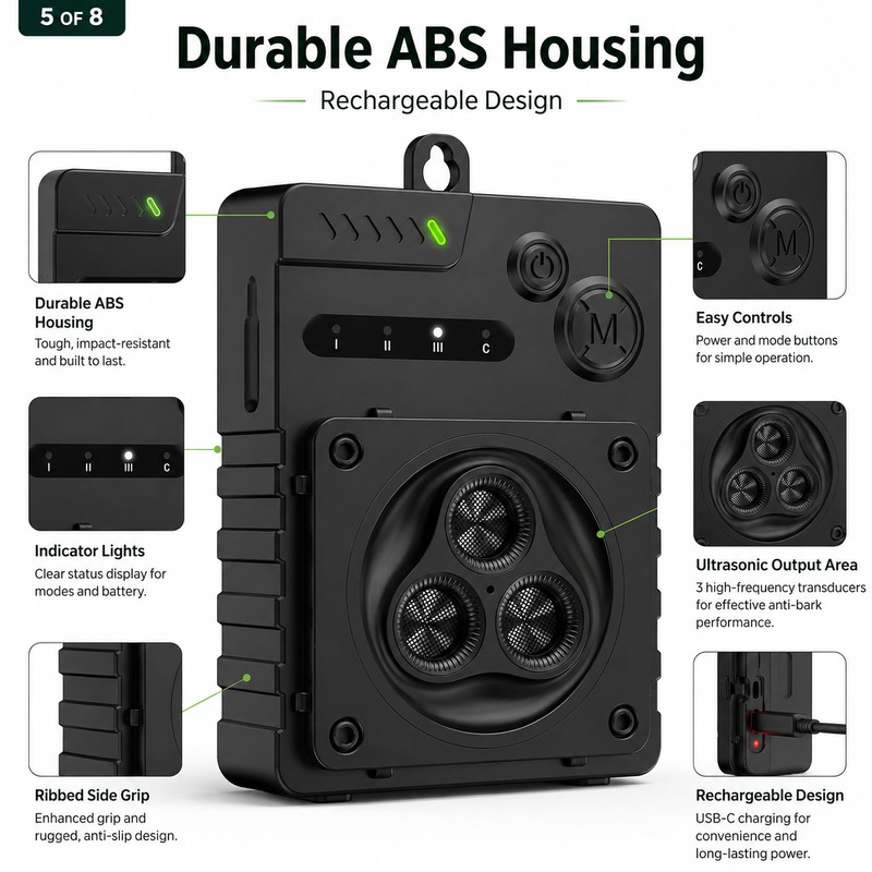 Automatic Ultrasonic Anti-Bark Device for Dog Training – Rechargeable Non-Contact