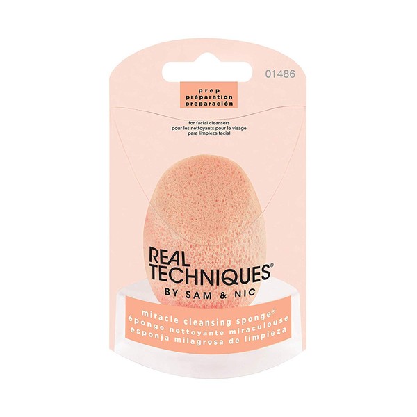 Real Techniques Cruelty Free Miracle Cleansing Sponge, Perfect Pre-Makeup Cleanser for Flawless Makeup Application, Gently Exfoliating away Dirt & Oil, Latex Free (Packaging May Vary)