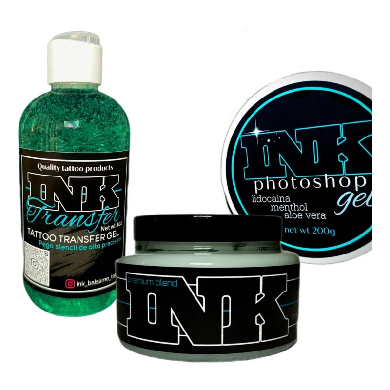 Kit Ink Balsamo Tatuajes 250g, Pega Stencil 8oz, Gel 200g