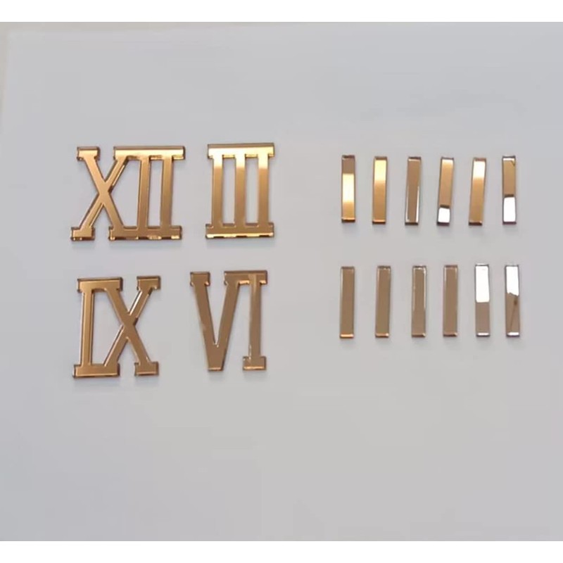 Yuxuanish Rose Gold Roman Numerals (4cm) & Dashes (3cm) for
