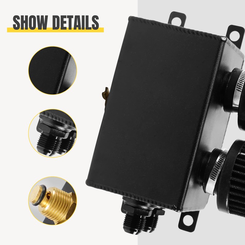 POSENG Universal Aluminum AN10 1.2L Twin Baffle Dual Filter Engine
