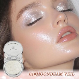 Moonbeam Veil Glitter Eyeshadow – Highlighter Makeup with Shimmer and Shine for Eye Shadow Pallets for Women, Ultra Sparkle Silver White High Shine Look, Highly Pigmented (01#Moonbeam Veil)