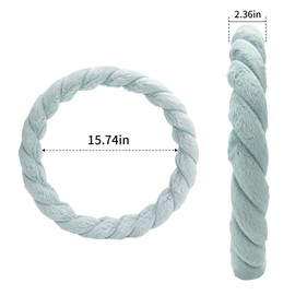 Evankin Blue Fluffy Car Steering Wheel Cover - Universal, Soft Plush Protector for 14-14.7 inch Wheels, Cute and Girly Design for Women, Anti-Slip, Comfortable, and Luxurious.