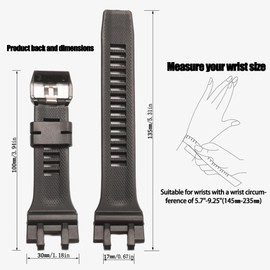 GBA-900 Replacement Watch Band Compatible with Casio GBA-900CB GBA900UU Men's Black Resin Strap GBA900 Sport Waterproof Watch Wristband (Black)