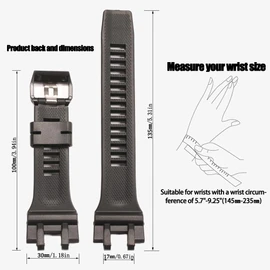 GBA-900 Replacement Watch Band Compatible with Casio GBA-900CB GBA900UU Men's Black Resin Strap GBA900 Sport Waterproof Watch Wristband (Black)