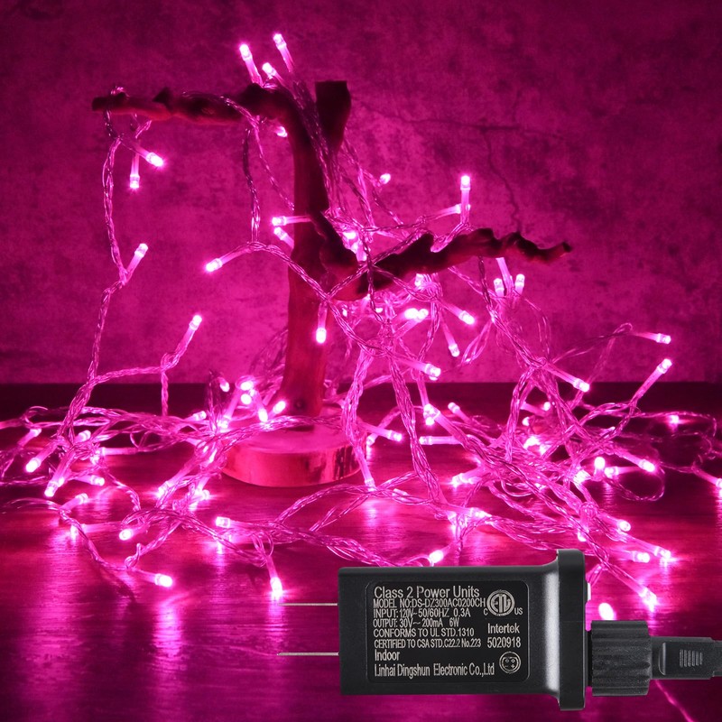 ILLUMINEW Pink String Lights Outdoor Valentines Day Decorations, 8 Modes