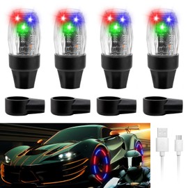 YUERWOVER - 4 luces LED coloridas para rueda de coche, luz de flash impermeable para válvula de neumático, lámpara de casquillo de válvula de neumático, accesorios de decoración para automóvil, SUV,