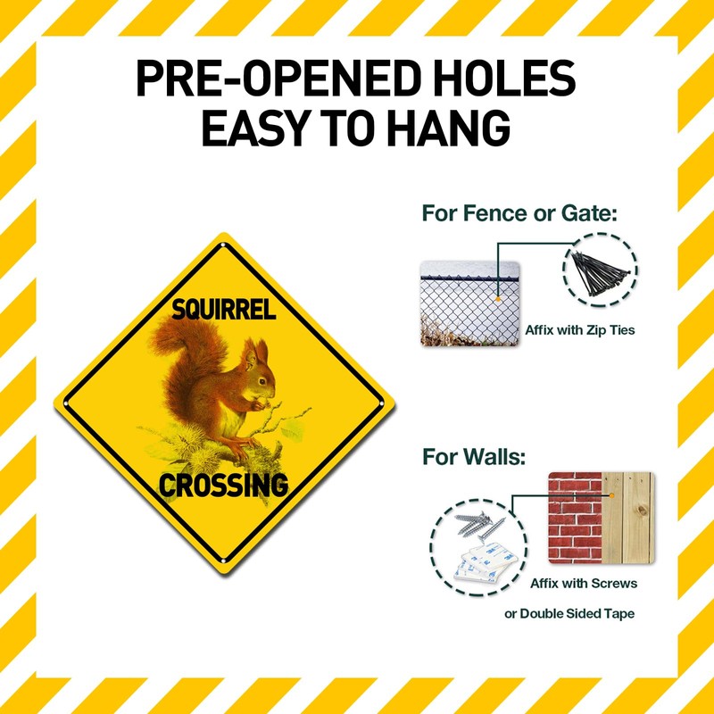 BTHUKO Squirrel Crossing 12" X 12" Aluminum Sign