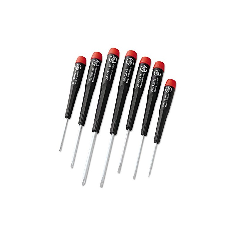 7-Piece Precision Screwdriver Set, 4 slotted, 3 Phillips, Steel Alloy