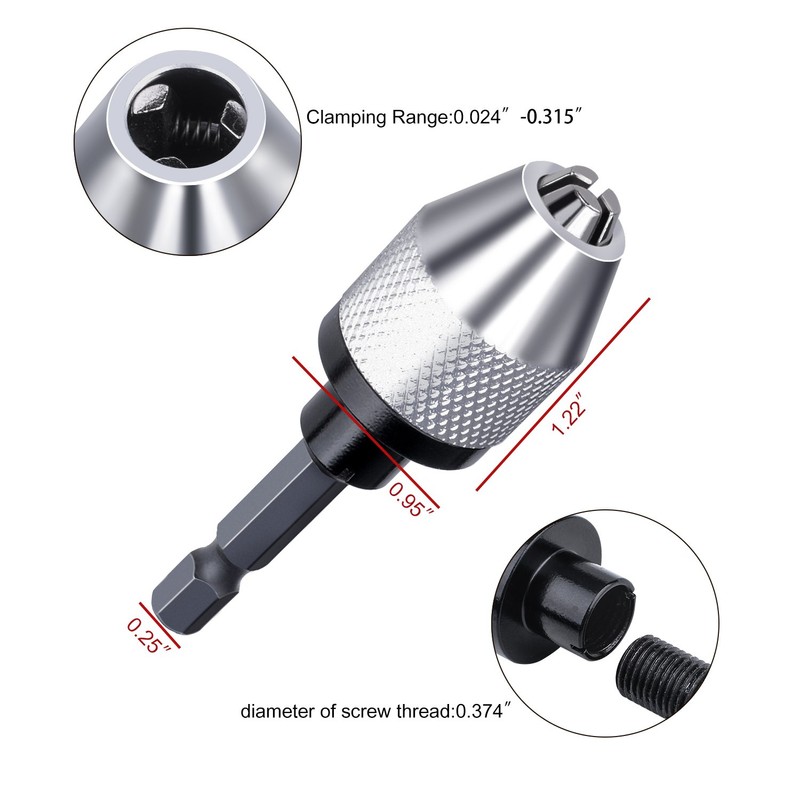 LONKER 1/4 Inch Hex Shank Keyless Drill Chuck Quick Change
