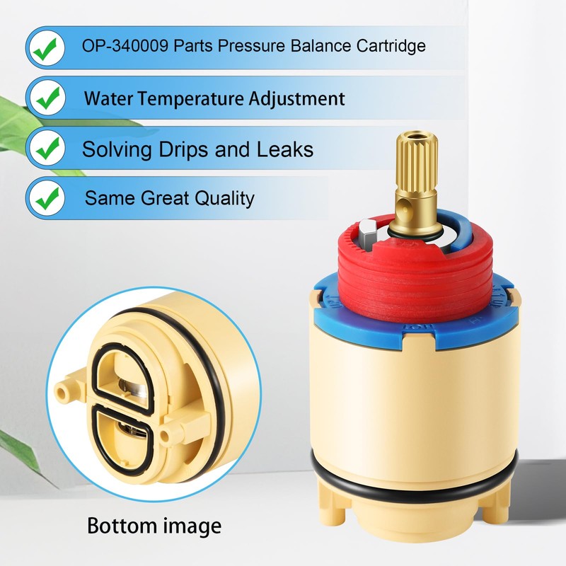 OP-340009 Pressure Balance Ceramic Cartridge, Shower Cartridge Replacement, for Tub/Shower