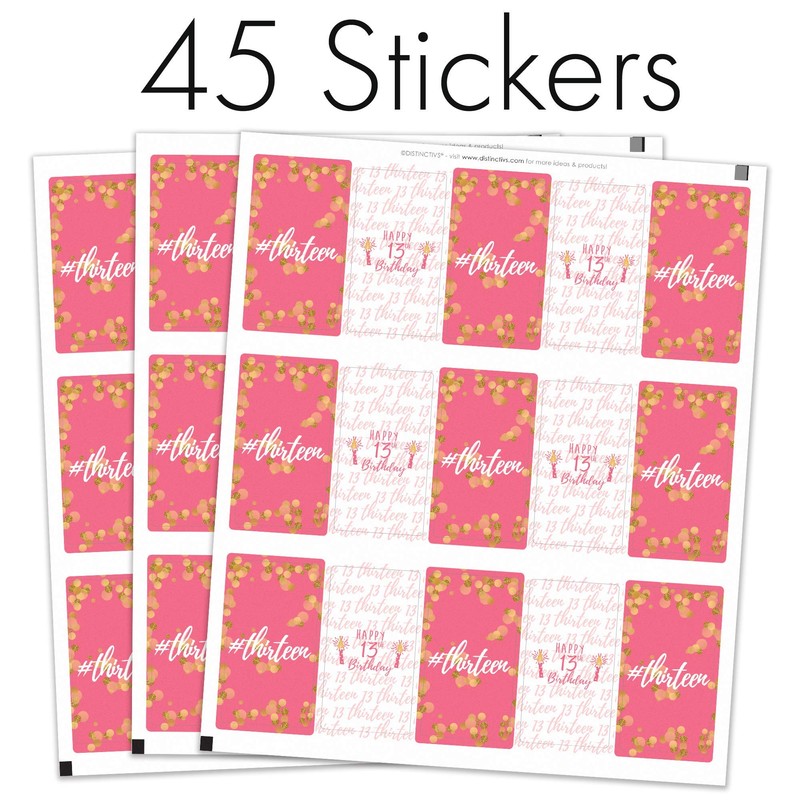 Girls 13th Birthday Party Mini Candy Bar Wrappers, Pink and
