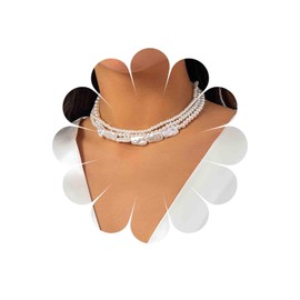 Xmsrn Vintage Layered Pearl Choker Necklace Boho Pearl Chain Necklace Strand Pearl Choker Necklace Irregular Pearl Collar Necklace for Women