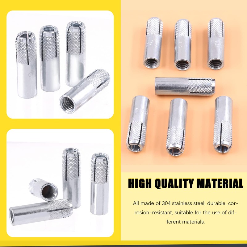 Mardatt 12 Pcs 3/8" Zinc Plated Metal Knurled Drop in