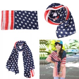 YGS USA Flag Scarf Patriotic Stars and Stripes - 1x w/Random Color and Design
