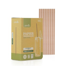 Mank Paper Straws, Paper Straws, Paper, Environmentally Friendly, Paper Straws, Robust and Versatile, Straws (250, Natural Brown, Diameter 6 mm / 20 cm)
