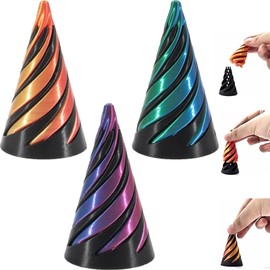 3 PCS 3d Printed Fidget Toy, Impossible Cone Printed Impossible Cone Pyramid Spiral Cone fidget Toy, Fun Toys Anxiety Stress Relief Toy For Home Office Desk Decor Souvenir Gift