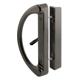 Prime-Line C 1224 Sliding Patio Door Handle Set - Replace Old or Damaged Door Handles Quickly and Easily – Black Diecast, Mortise Style, Non-Keyed (Fits 3-15/16” Hole Spacing)
