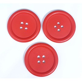 MajorCrafts® 8pcs 40mm Round 4 Holes Wood Sewing Buttons Needlework Arts and Crafts Embellishments (Red)