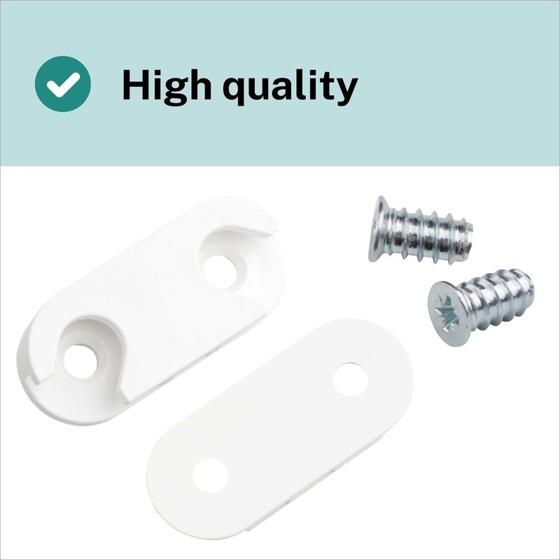 rudis-spareparts Shoe Cabinet Hinge Bracket 110364, Plastic Metal, Unfinished, White