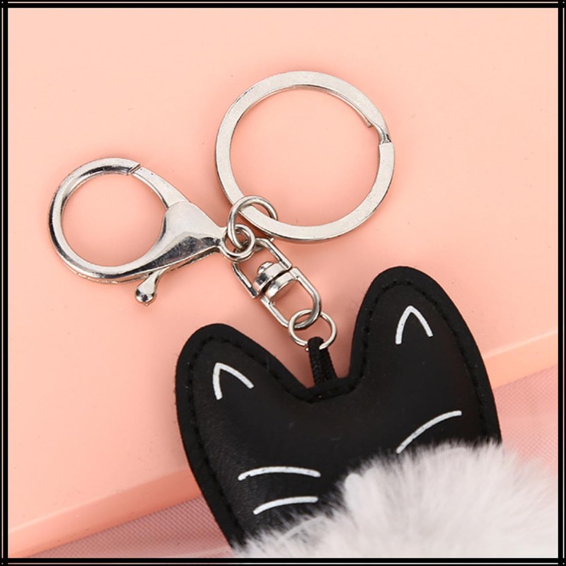 White Fang AZ095 Women's Key Ring, Charm, Keychain, Cat, Animal,