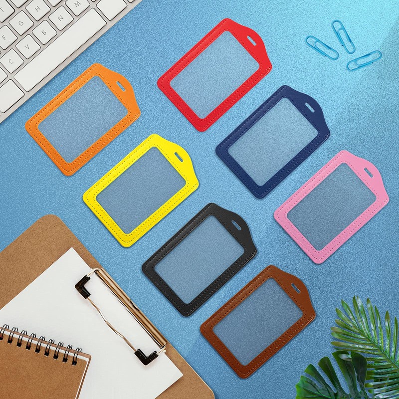 WSERE 5 Pieces PU Leather ID Card Badge Holder, Vertical