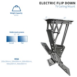 VIVO Electric Motorized Flip Down Pitched Roof Ceiling TV Mount for 23" to 55" Screen (MOUNT-E-FD55), Master Pack