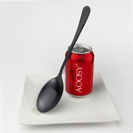 AOOSY Serving Spoons,6 PCS 10 Inches Stainless Steel Salad Serving Spoons for Parties Dinner Extra Large Tablespoons Buffet Banquet Flatware Kitchen Serving Utensil Silver Soup Spoons(Black)