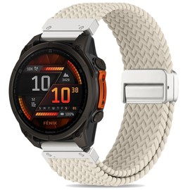 Laband QuickFit 20mm Magnetic Braided Compatible with Garmin Fenix 8 43mm Band/Fenix 7S/Fenix 6S/Fenix 5S/Epix Pro 42mm, Stretchy Nylon Elastic Fabric Strap for Instinct 2S/Approach S70 42mm