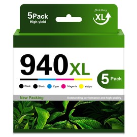 940XL High Yield Ink Cartridges (5-Pack, 2Black/1Cyan/1Magenta/1Yellow) Replacement for HP 940 940XL OfficeJet Pro 8000 8500A 8500 8500A Plus Printers