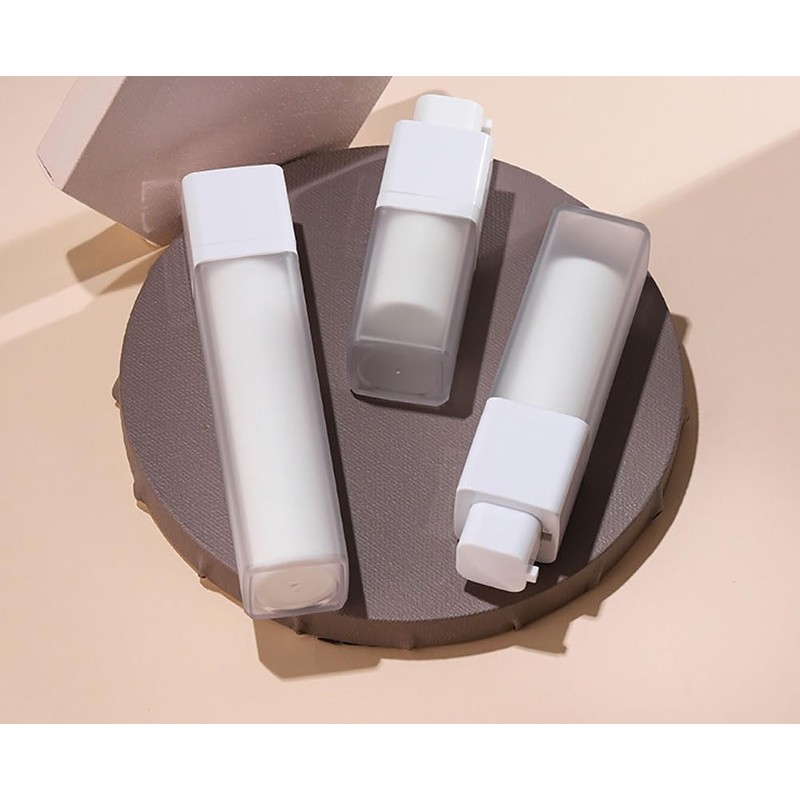 2pcs Square Essence Dispensers Frosted Airless Pump Bottles - Plastic