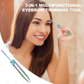 Eyebrow Plucker Tweezers | 2 in 1 Stainless Steel Tweezer Clip for Eyebrow with Brush,Hair Plucking Tool, False Eyelash Applicator, Makeup Grooming for Travel Outdoor