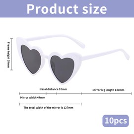 10 Pcs Herz Sonnenbrille,Sonnenbrille Herz,Sonnenbrille Herzform,Herzchen Sonnenbrille,Party Sonnenbrille Für Hochzeit Décor,Mode Brillen Für Damen Herren Kinder Party Reise Fotoshooting (Weiß)
