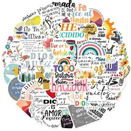 Spanish Bible Stickers for Laptop(50 Pcs),Gift for Kids Teens Adults Girl,Jesus Waterproof Stickers for Water Bottle,Vinyl Stickers for Scrapbook,Journal,Dairy,Skateboard