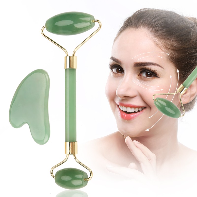 Natural Double Head Green Aventurine Jade Stone Roller & Scrapping