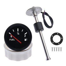 Fuel Level Indicator with Fuel Level Sensor, 0-190 Ohm Fuel Level Meter, Red Backlight and Fuel Water Level Sensor for Car, Boat, RV (375mm)