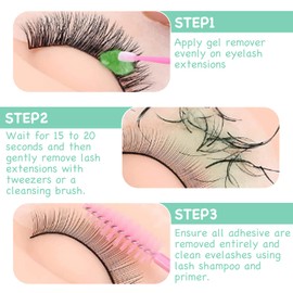 Benaewa eyelash remover for extensions kit, 2 pcs lash Extension Remover Cream, 40 pcs eyelash pads, 5 pcs brush and 5 pcs swabs