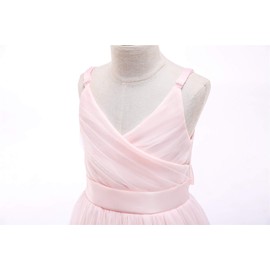 Glamulice Pink Girls Lace Bridesmaid Dress Long A Line Wedding Pageant Dresses Tulle Spaghetti Strap Party Dance Gown Petal Pink Flower Girl Dresses Elegant Princess Birthday Formal Fancy Ball Gown 8