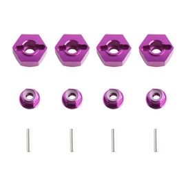 GDOOL 12mm Wheel Hex Hubs Drive Adapter 5mm Thick & Flange M4 Lock Nuts Aluminum for Redcat Axial HSP WLtoys Himoto RC Truck Model Car Upgrade Parts (Purple)