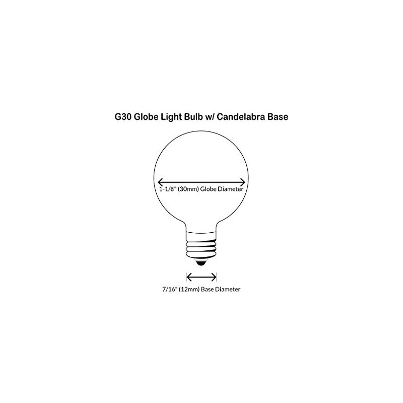 Sival - G30 Replacement Globe Light Bulb, Clear, Candelabra Base