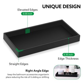 Biubumtu Bathroom Vanity Tray, 7.9' Silicone Kitchen Sink Soap Tray, Toilet Tank Desk Organizer, Coffee Table Tray, Suit for Candle Holder, Vanity Decor (Black) | Biubumtu