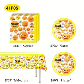 41 Expression theme party supplies, including 1 tablecloth, 20 napkins, 20 plates, Expression birthday party decoration supplies.
