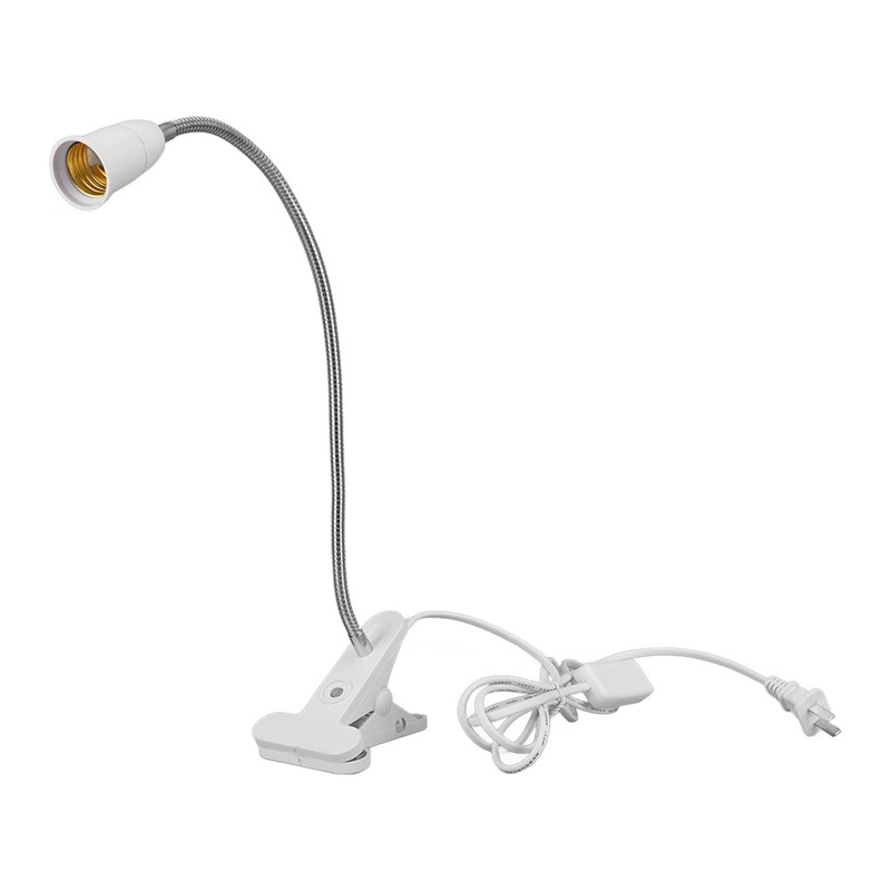 E26/E27 Clip Desk Lamp Holder 5.9ft Cable 11.8in Gooseneck Design