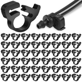 DaisyInner 25 Pcs 1/4" Irrigation Hose Clamps Double Gripping Nylon Plastic Hose Clamps Leakproof Hose Pipe Clamp, Solution for Leaking of Drip Irrigation Kit Connector, Irrigation Fit Part Black