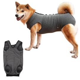 Dog Recovery Suit Female, Grey Surgical Recovery Suit Post Op with Top Zip, Breathable Dog Vest Body Suits After Surgery, Anti-Lick Wound Protection for 4-9KG Pets