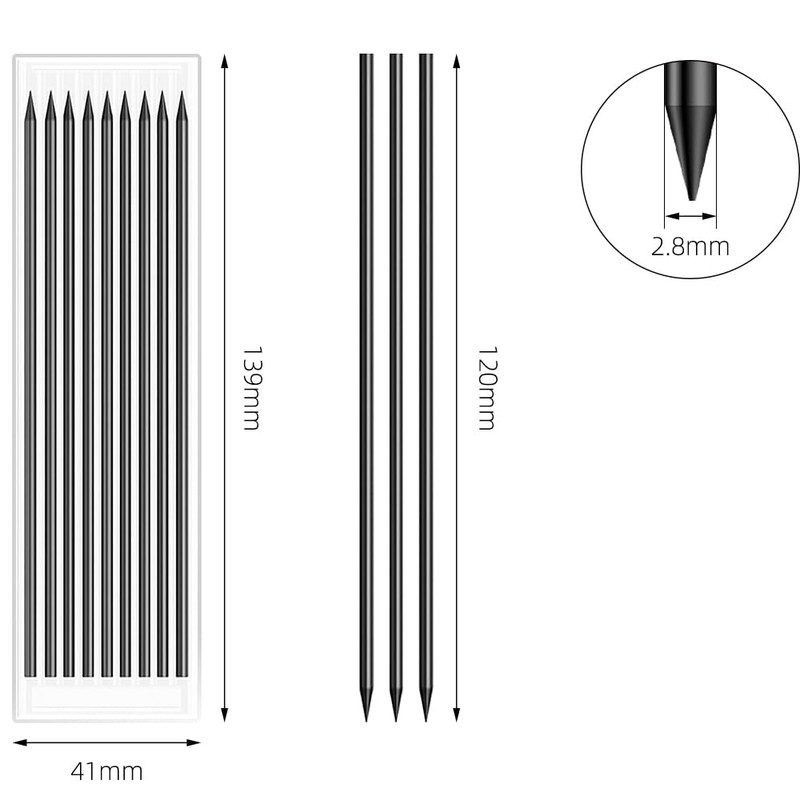 Jyvex Pack of 54 Pencil Leads 2.8 mm for Carpenter's