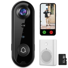Doorbell Camera Wireless 2K Head to Toe View, No Monthly Fee, Video Doorbell with Chime, 32GB SD/Cloud Storage,Night Vision, Motion Detection,2 Way Audio, IP66 Weatherproof, Real Time Alert