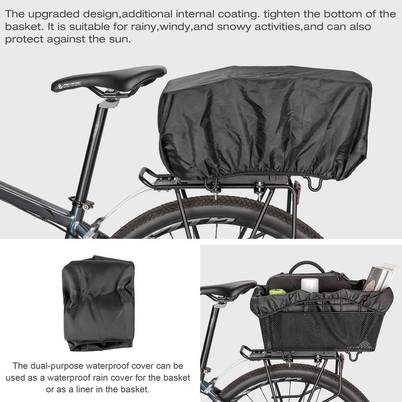 Rear Bike Basket with Handle - Quick Release Bicycle Rear